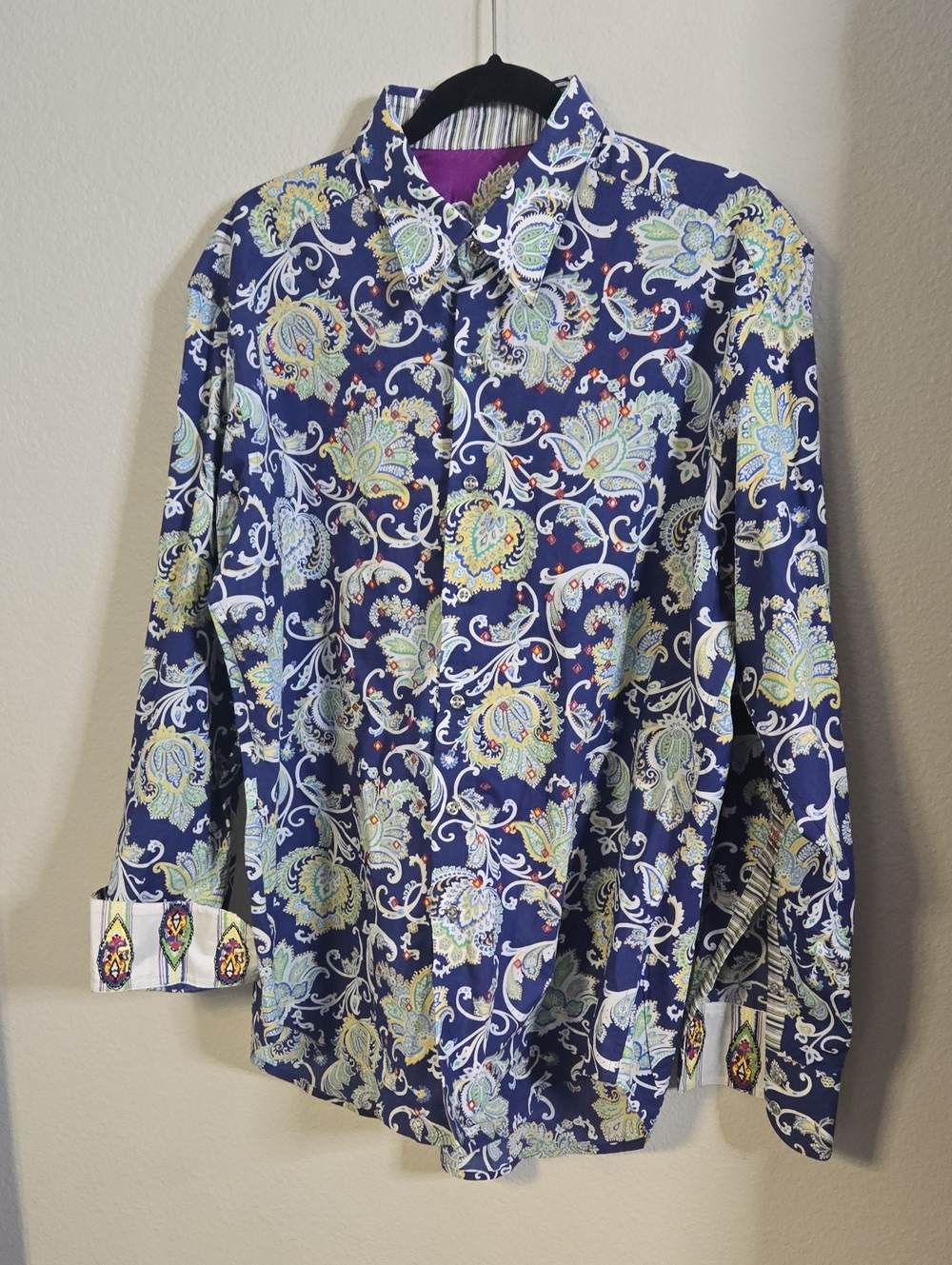 Robert Graham Navy Multicolor Paisley Button-Down Shirt